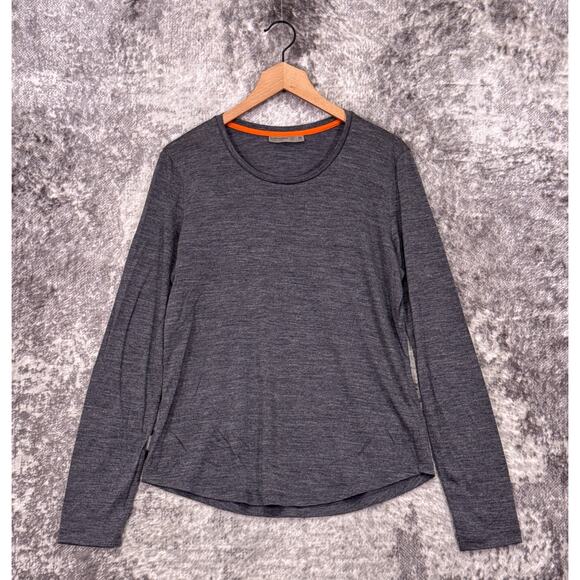 Icebreaker Base Layer Shirt Medium Womens Cool Lite Merino Wool Gray - Picture 1 of 10